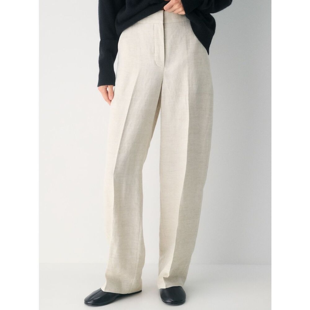 Aritzia The Limitless Pant Linen NWT Natural Ecru Wide Leg Size 6